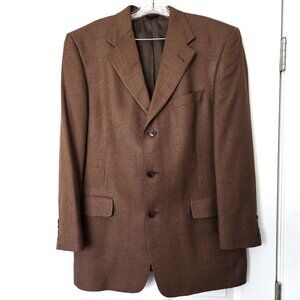Hart, Schaffner & Marks Brown Lambswool 3 Btn Mens Blazer